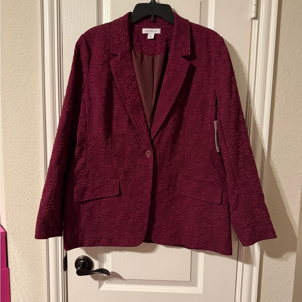Liz Claiborne Textured Maroon Blazer and Pant Suit